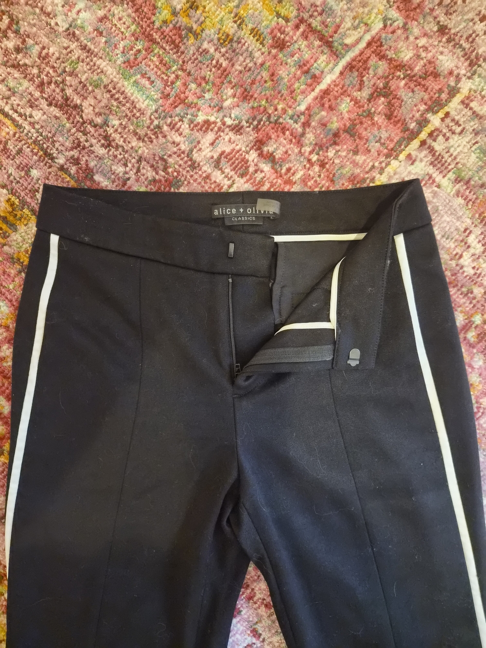 alice + olivia Black Men's Dress Pants with White Side Stripe